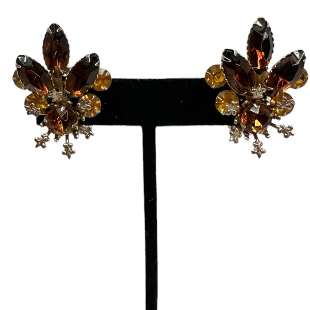 Rhinestone Clip On Statement Earrings